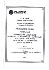 W.09.02 Pengawasan Teknik Penambahan Lajur Ruas Gerbang Tol Manyaran Jatigaleh (STA 2 + 400 - STA 7 + 508) Jalan Tol Semarang seksi A (Tahap II ) Th 2009.pdf